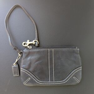 Vintage Coach Black Leather Wristlet